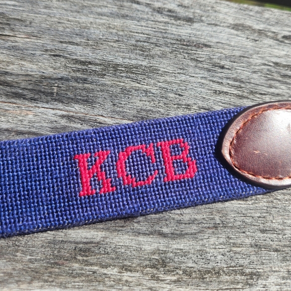 Smathers & Branson Hand Stitched Needlepoint Leather Golf Belt 42 - Picture 7 of 7